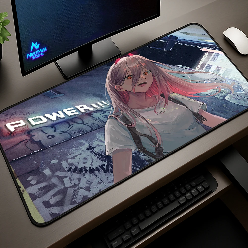 

Chainsaw Man Power Mouse Pad Gaming Keyboard Mat Notepad Mouse Mat Large Computer Decoration Extra Large Desk Mat Anime 100x50
