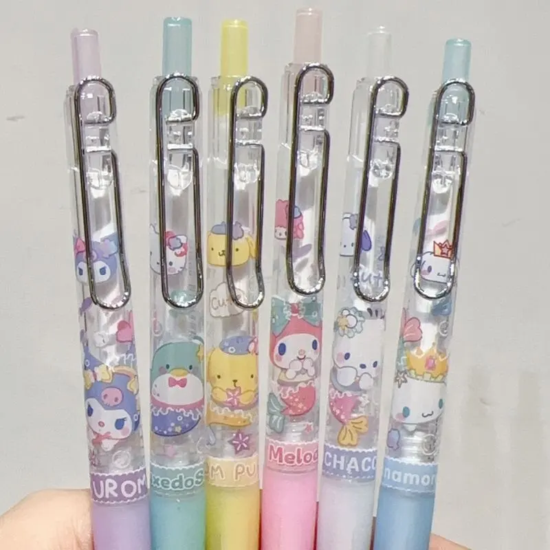 Imagem -05 - Sanrio Hello Kitty Kawaii Gel Pen Preto para Escrever Tinta Fluente e Constantemente Papelaria Estudantes 0.5 mm 24 Pcs