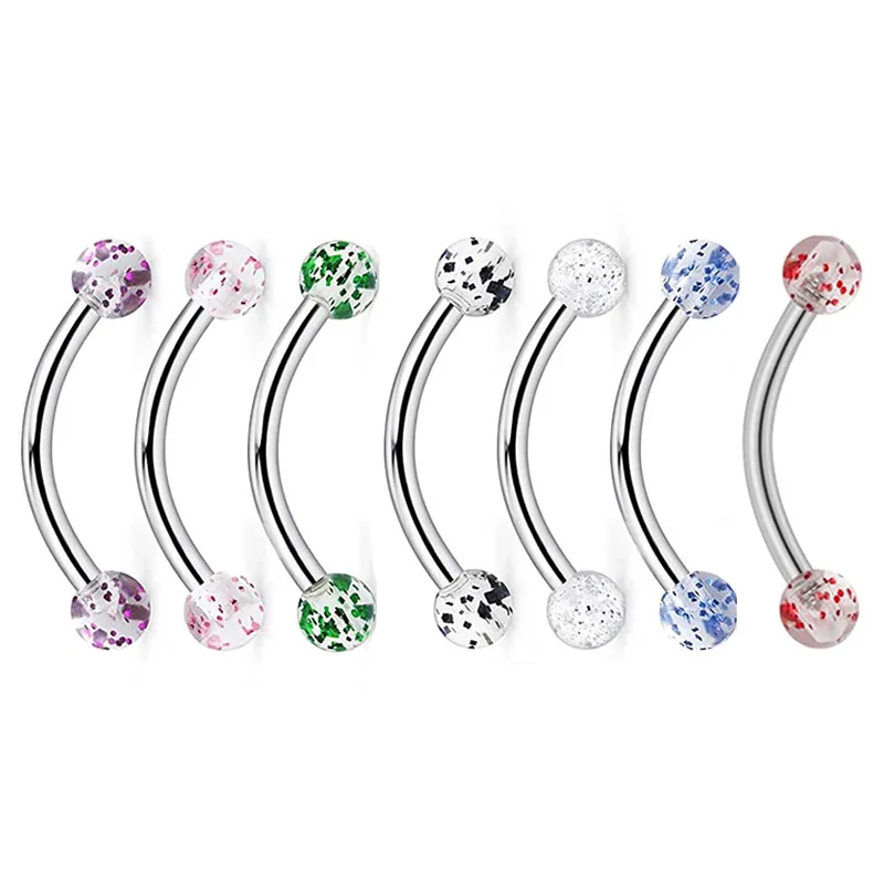 7pcs Mini Multipurpose Personal Fashionable Eyebrow Piercing Set Curved Barbell Piercings Earring Bulk Helix Stud Tragus Earring