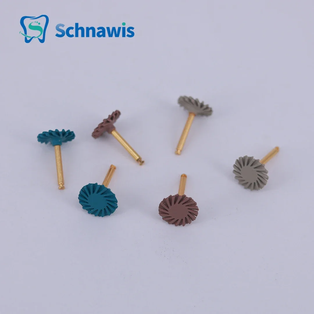 6pcs/box Dental Composite Resin Polishing Disc wheel Kit Brush Burs Silicone with Diamond disc 2 Step Polishing Dentist Tool