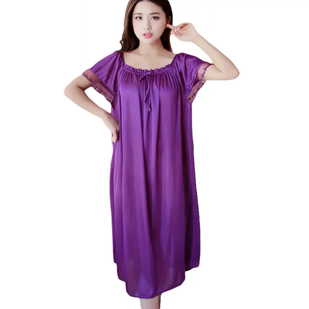 Sexy Women Nightdress Sleepwear Loose Dress Nightwear Summer Deep V Neck Home Clothes