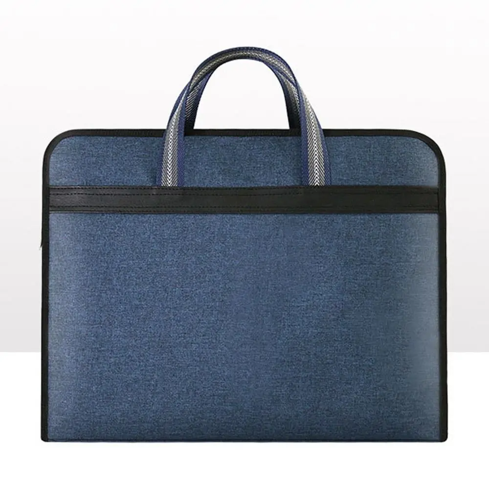 

Waterproof A4 File Bag Large Capacity Multiple Compartments Document Storage Bag with Handle Zipper Canvas Briefcase Students