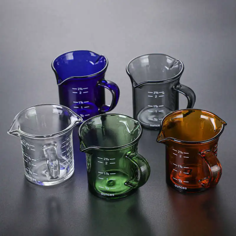 70ml Heat-resistant Transparent Glass Measuring Cup With Scale High Borosilicate Glass Milk Cup With Handle Household Cups Mug