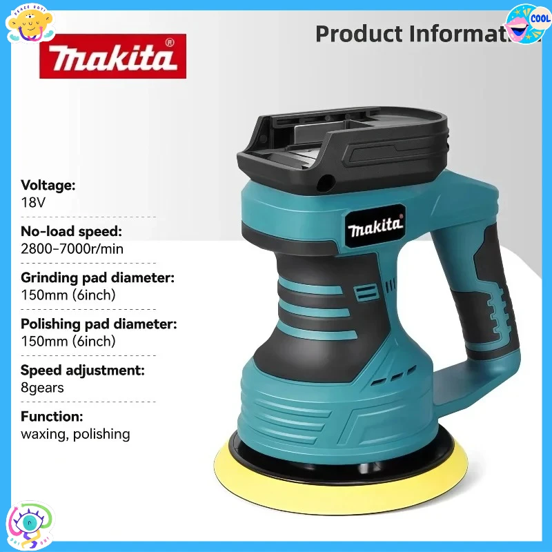

Беспроводная полировальная машинка Makita, 8 регулируемых скоростей, для авто, электрическая, для воскования, шлифовки, нанесения герметика и глазури, 18В