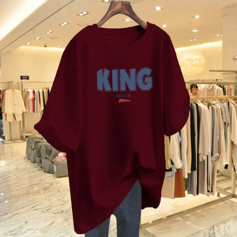 Summer Y2k Letter Printed Cotton Tops Women Fashion Streetwear Loose Casual Short Sleeve T-shirt