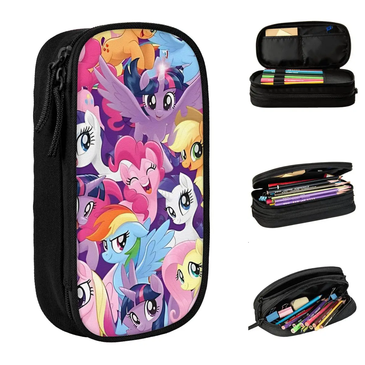 m estojo para lapis my little ponys cartoon bolsas de caneta divertidos grande bolsa de armazenamento material escolar presentes para meninas e meninos 01