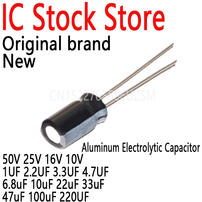 

1000PCS Aluminum Electrolytic Capacitor 50V 25V 16V 10V 1UF 2.2UF 3.3UF 4.7UF 6.8uF 10uF 22uF 33uF 47uF 100uF 220UF