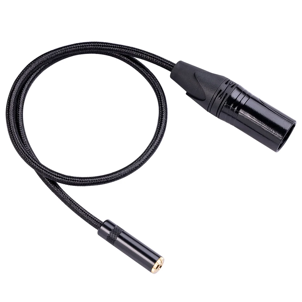 XLR 3 Pin Male Plug to 3.5mm TRS 1/8 Inch Female Stereo Audio Adapter Microphone Extension Cable Wire, 1 Feet/ 0.