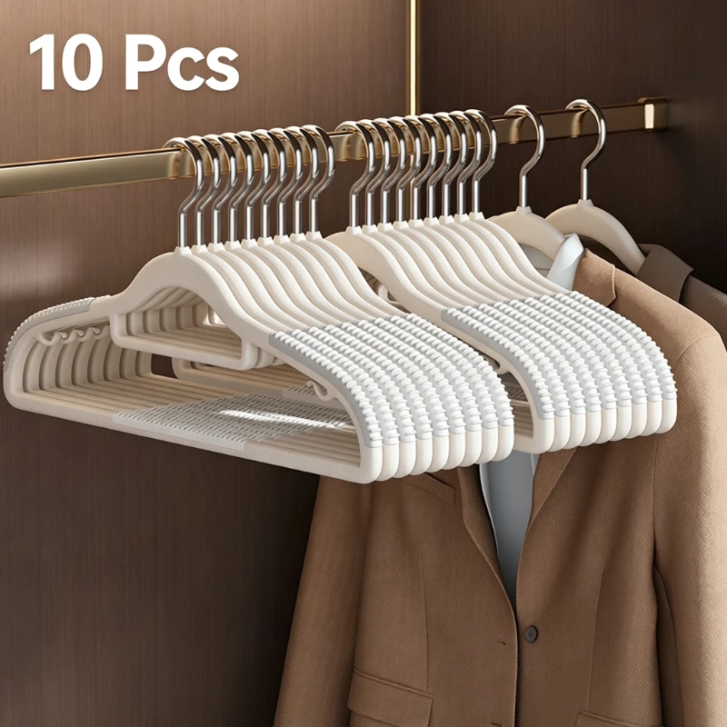 10 Pcs Non Slip Clothes Hangers No Mark Anti Bump Shoulder Hanger Thickened Plastic Coat Hangers Wardrobe Closet Hanger Rack
