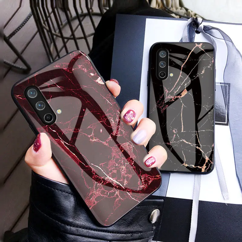 Oneplus Nord CE 5G EB2101 EB2103 Case Marble Tempered Glass Back Cover Shockproof Phone Case Soft Bumper for One Plus NordCE 5G