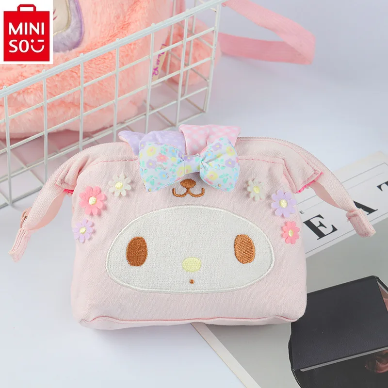 

MINISO Sanrio Cartoon Hello Kitty Kuromi Embroidered One Shoulder Crossbody Bag for Students Versatile Sweet Zero Wallet