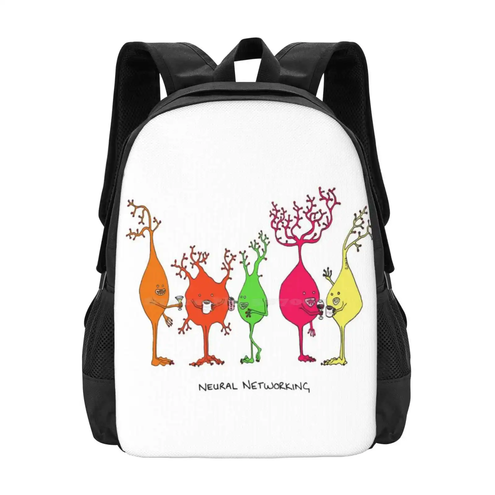 Neural New Arrivals Unisex Bags Student Bag Backpack Cells Biology Bioscience Brain Cell Neurone Glia Astrocyte Cartoons Comics