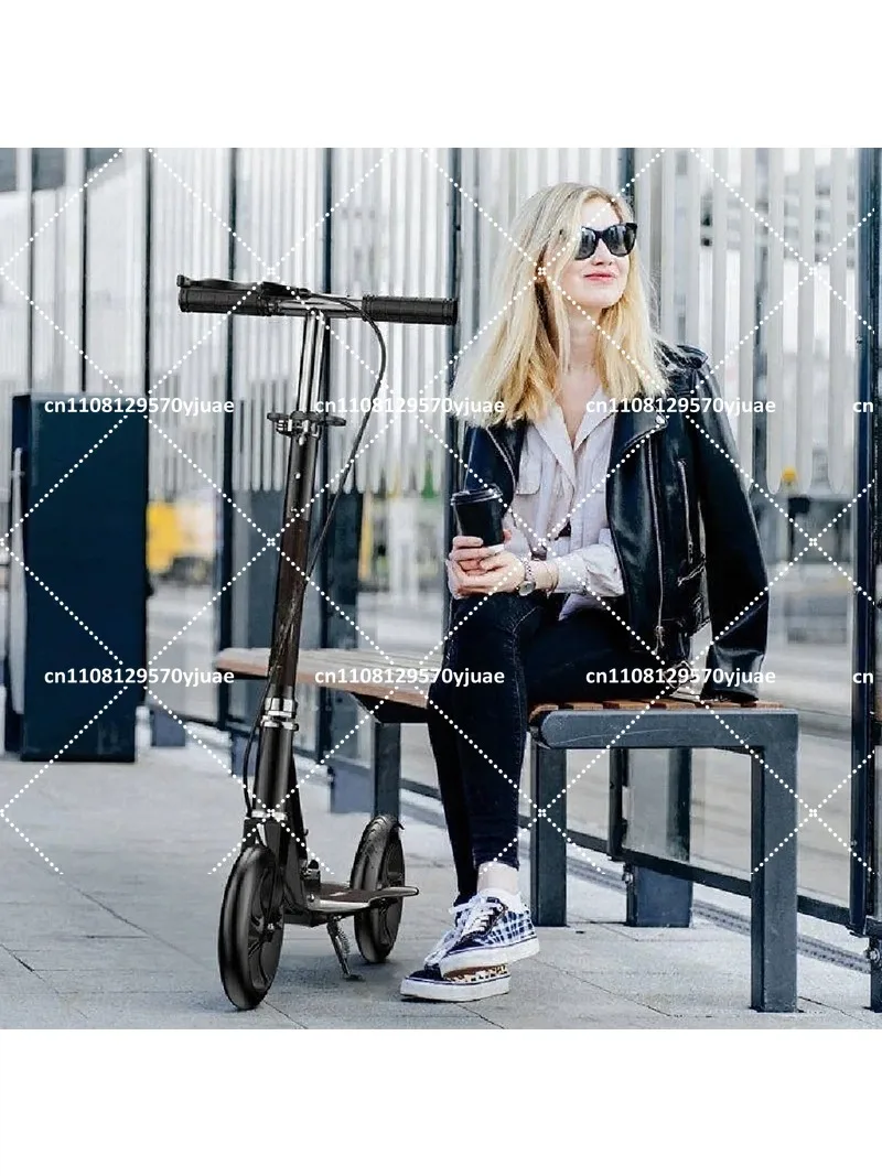 Foldable Adult Kick Scooter with Hand Brake, Large Wheels, Adjustable Height for Commuting City Campus Teens