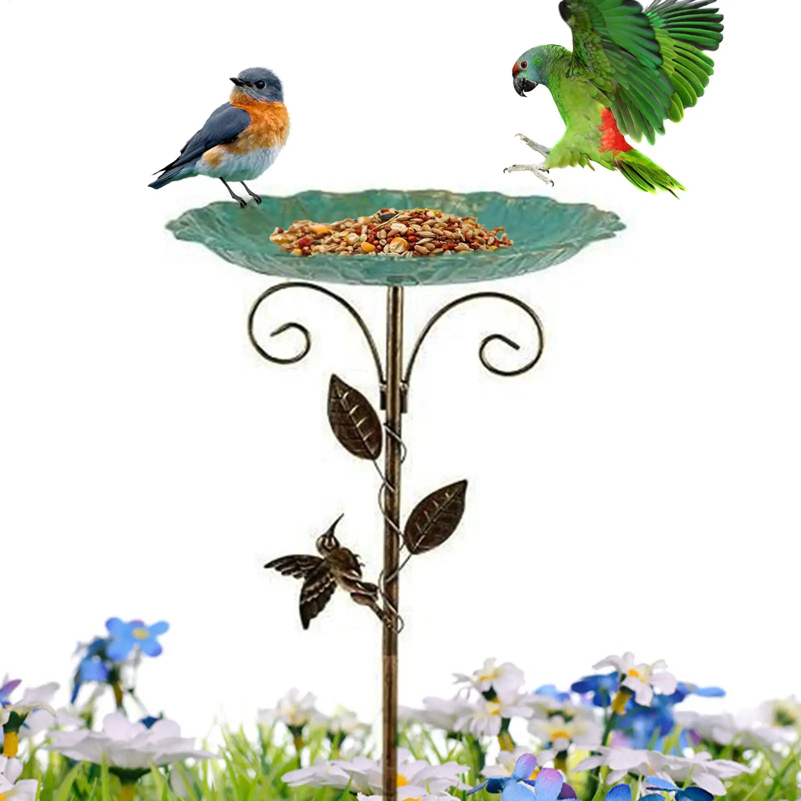 

Bird Bath for Outside 30 inch Height Water Bowl Feeders Bird Bath Bowl with Stake for Outdoor Garden Backyard Lawn Terrace Park
