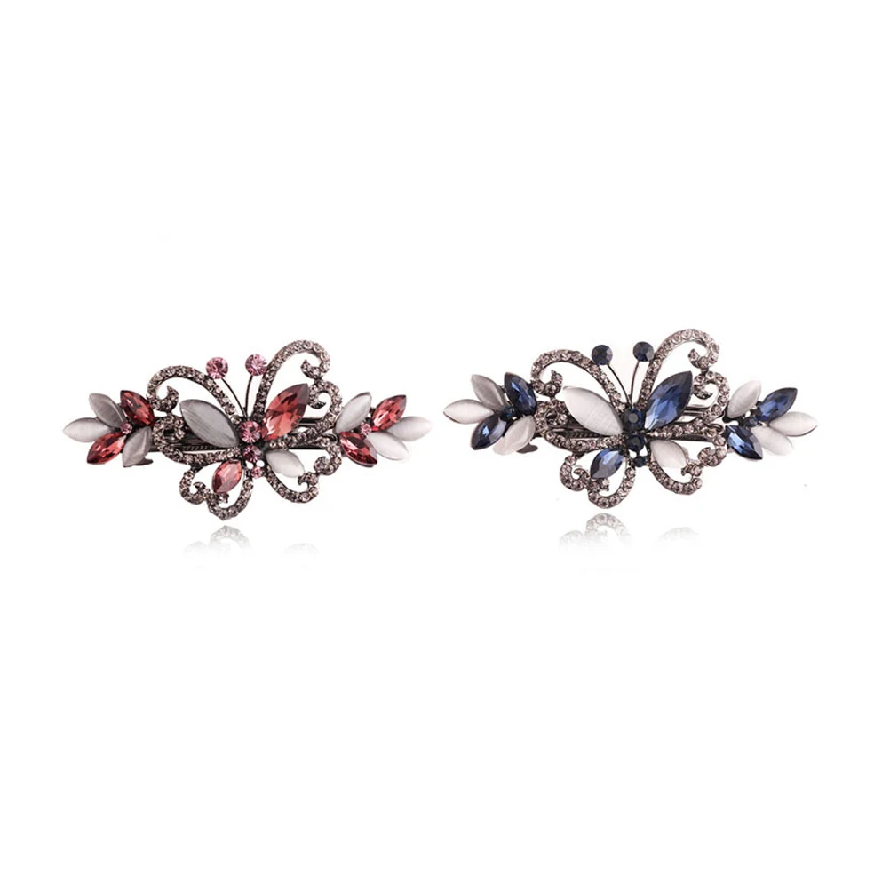 

Rhinestone Hair Pins Women Bridal Accessories Party Headwear Retro Butterfly Clips Long Lasting Hair Barrettes