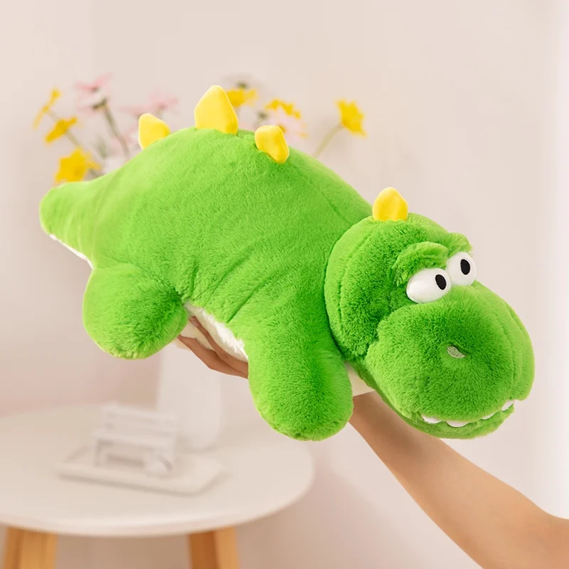 53cm Lifelike Cartoon Dinosaur Model Plush Toy Stuffed Animal Cute Stupid Green Big Eyes Dino Cuddly Plushie Doll Baby Kids Gift