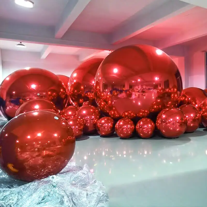 インフレータブルミラーボール 6 個気密ビッグ光沢のあるボール大吊り & 立ちインフレータブルディスコボール誕生日 Paty 装飾
