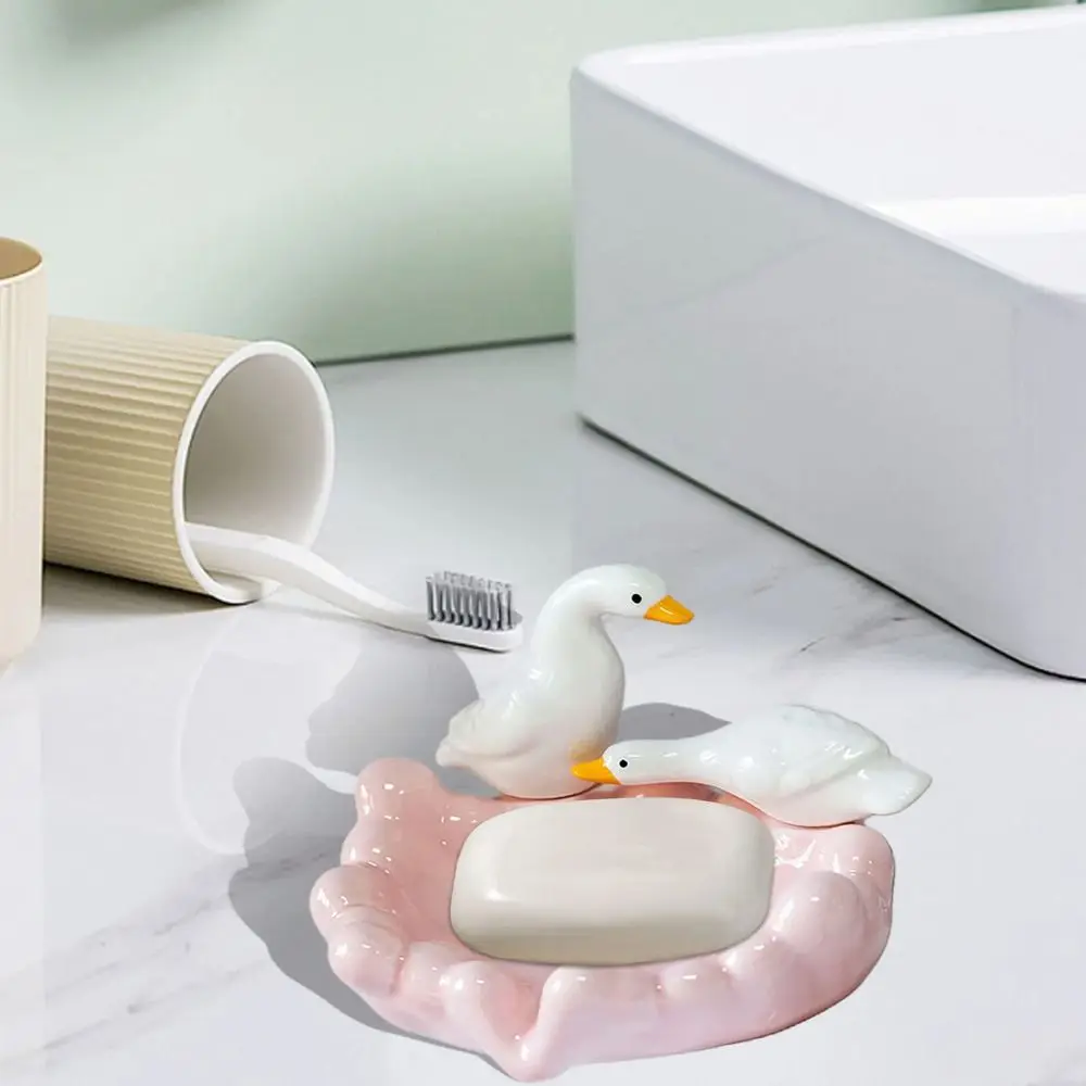 

Durable Ins Style Duck Soap Holder High-end Cartoon Soap Tray Ceramic Material Storage Decor Soap Dish Drain Rack Couples