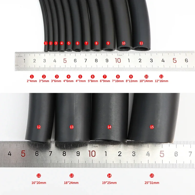 Fluorine Rubber Hose ID 2 4 5 6 7 8 10 12 16 18 19 25mm Corrosion Acid-base Oil Higth Temperature Resistance Fluororubber Tubing
