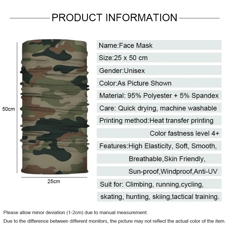 Camouflage Cycling Face Mask Riding Scarf Breathable Neck Gaiter Men Seamless Bandana Women Headband Tube Face Shield