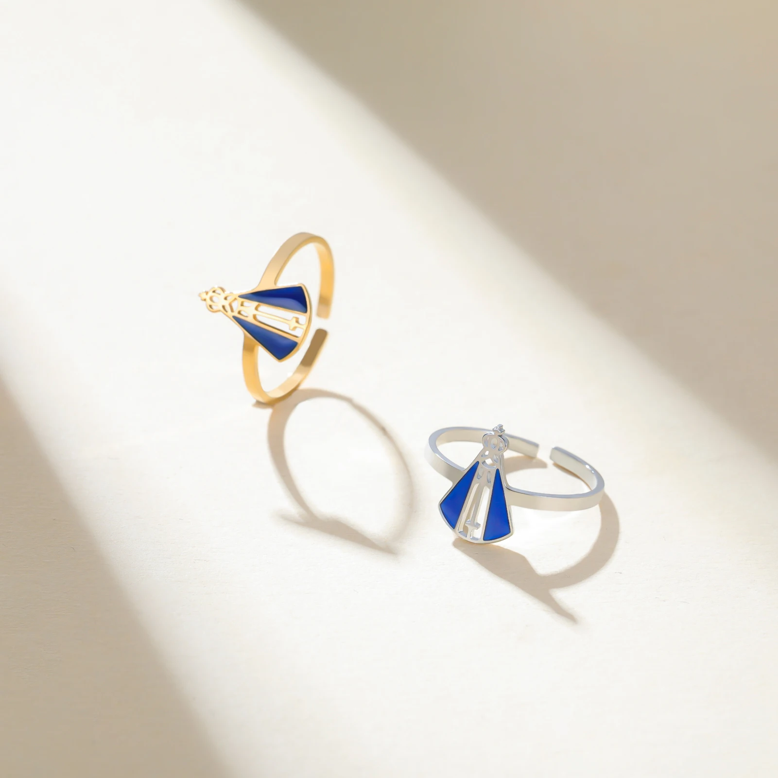Lemegeton Lady Aparecida Offener Ring aus Edelstahl, Jungfrau Aparecida Ringe für Damen