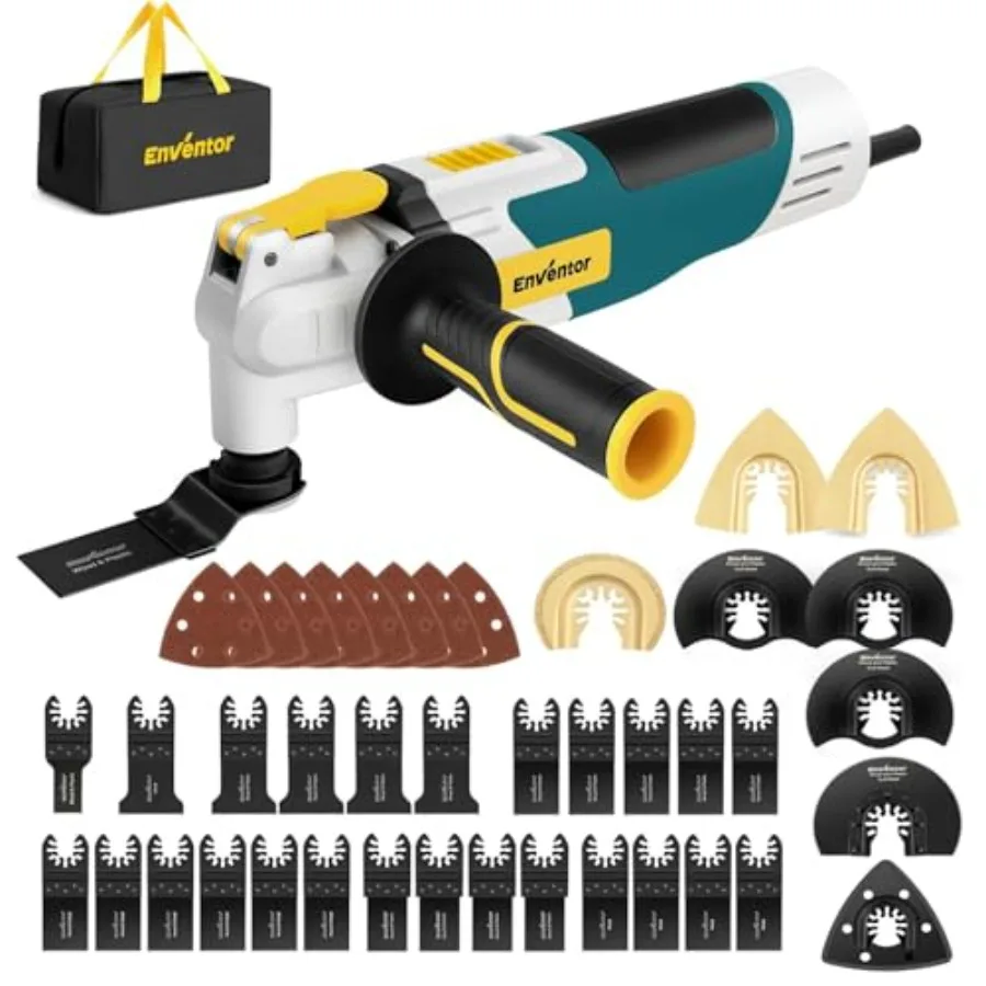 

Oscillating Multi Tools 2.5A Electric Oscillating Saw with 43PCS Accessories 15000-22000 OPM 6 Variable Speeds 3°Oscillation An
