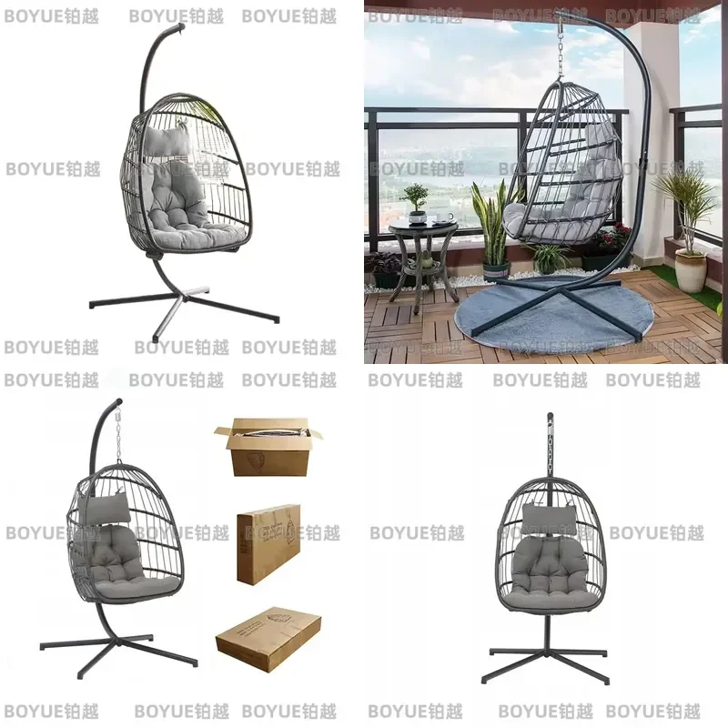Foldable Cotton Rope Hanging Chair Swing Indoor Balcony Hammock Cradle for Orchid Space Saving Disassembly Bracket Home Decor