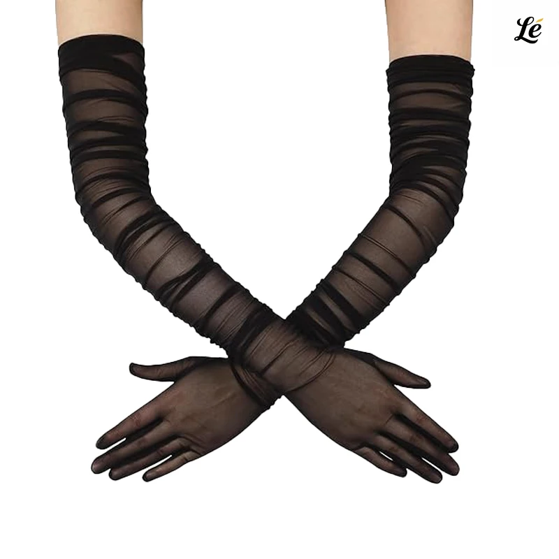 

Women's Elastic Ultra Long Sheer Gloves Pleated Mesh Transparent Suitable Evening Halloween Opera Parties Weddings Photo Shoots