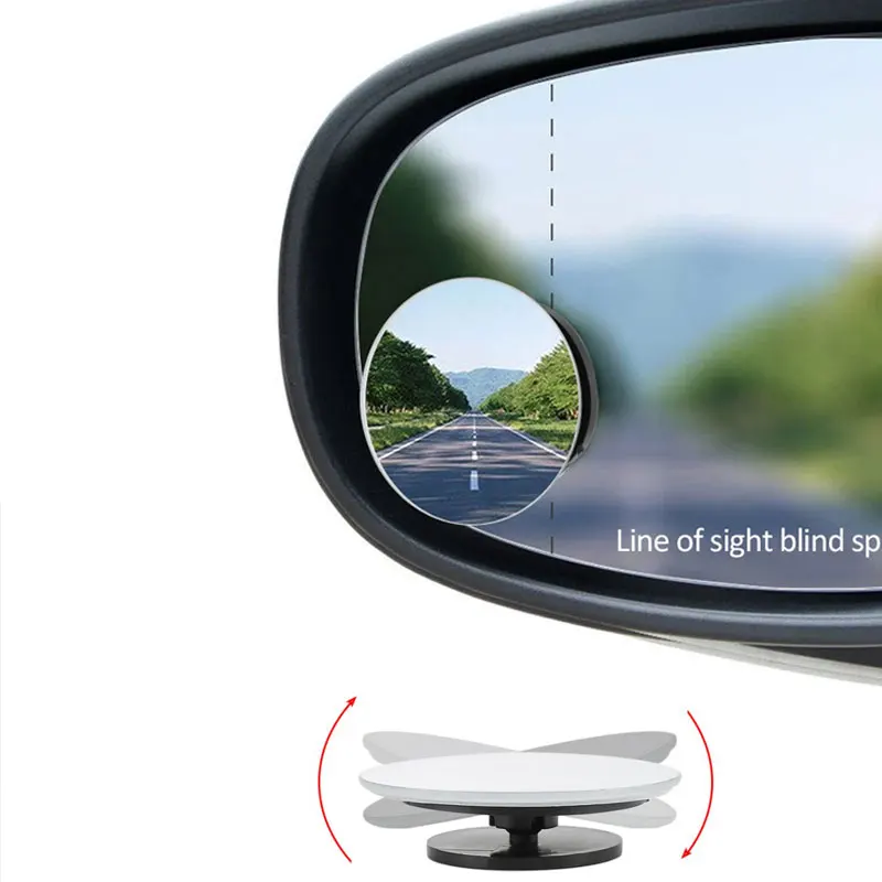 1Pc Round Frame Convex Blind Spot Mirror Safety Driving Wide-angle 360 Degree Adjustable Clear Rearview Mirror Car Accessories