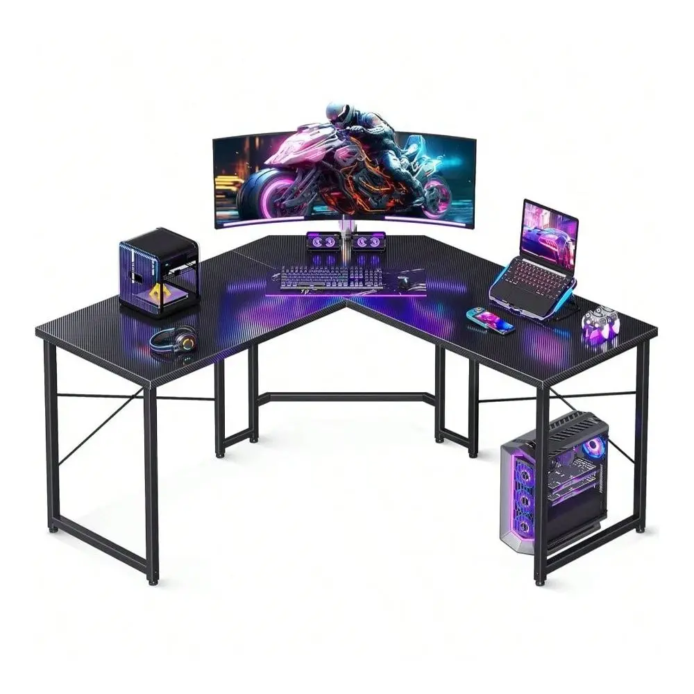 

Shaped Gaming Desk, Corner Desk Gaming Table Home Office, Computer Desk Sturdy Writing Workstation Small Space, Easy To Assembl