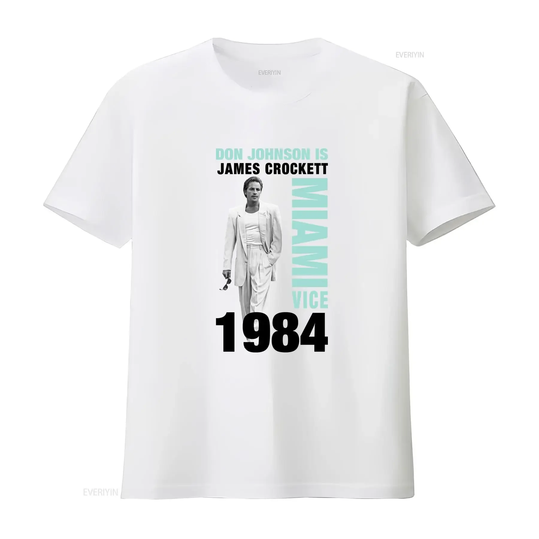 Vintage Retro 80s Miami Vice Don Johnson Print Casual T Shirt vintage Washed fashion Comfortable Breathable Unisex streetwear