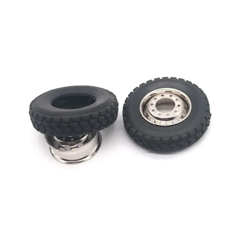 Qin24 2PCS 1/24 RC Heavy Truck Hard Tires And Wheels Set