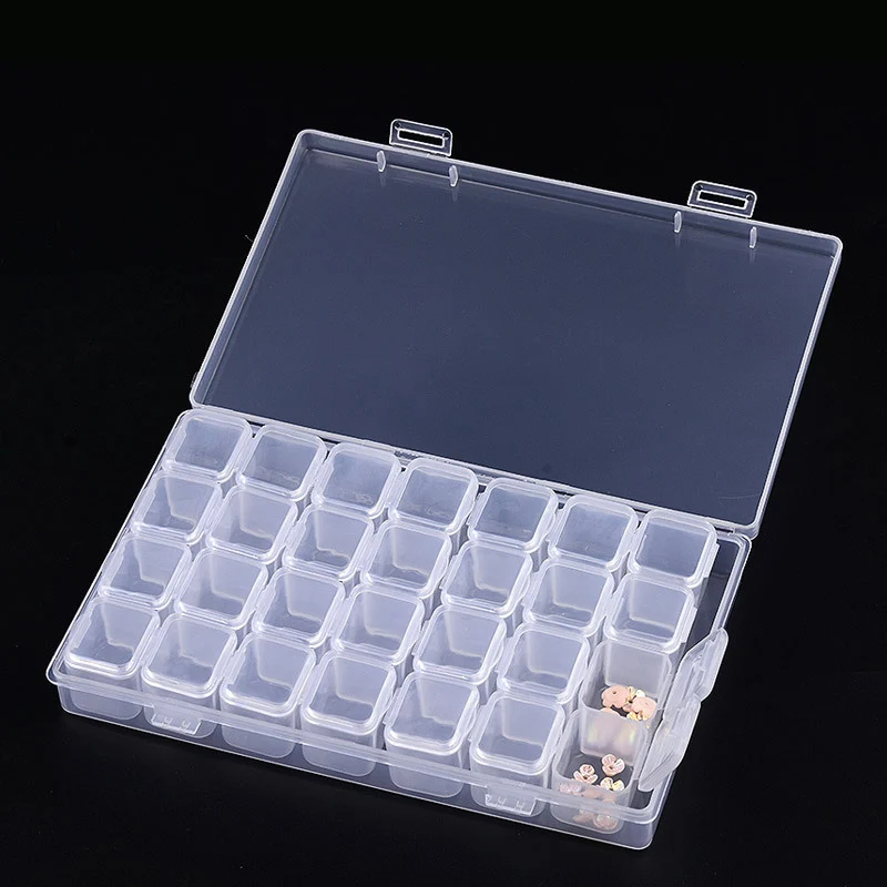 28 Grids Transparent Detachable Box Jewelry Storage Box Manicure Nail Tools Sub-box Jewelry Packaging Jewelry Organizer