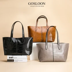 Gosloon-153 grandi borse a tracolla da donna nere borsa a tracolla Casual di grandi dimensioni borsa in pelle Deluxe di qualità borsa da viaggio femminile Shopper