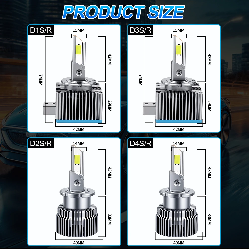 Drei Kupferrohr D1S D3S LED-Leuchten Auto-Scheinwerferlampen D2S D4S CANBUS 1500000LM Hochleistungs-Auto-Leuchten Turbo-Lampe Xenon HID