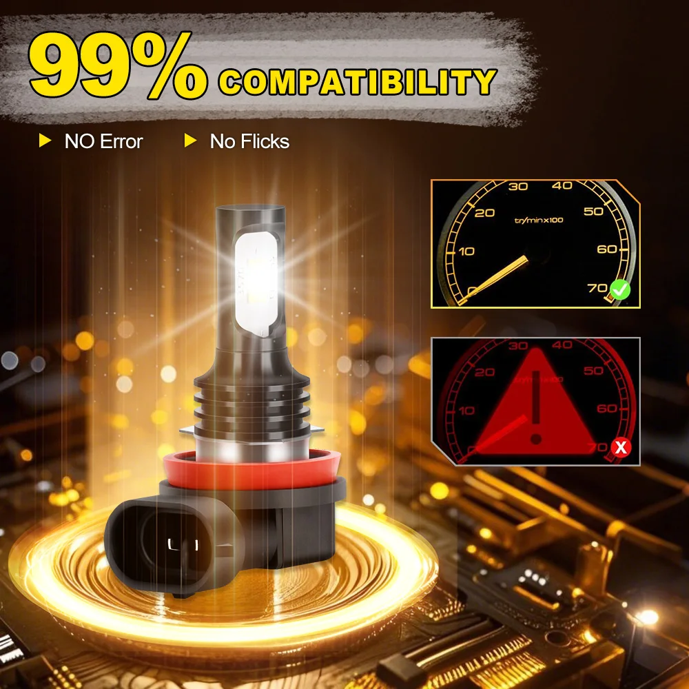 2x 3570 CSP LED Fog Light Bulbs Canbus H8 H11 Lamps For Land Rover Discovery 2 LR2 3 LR3 4 LR4 Range Rover Sport 2006-2019