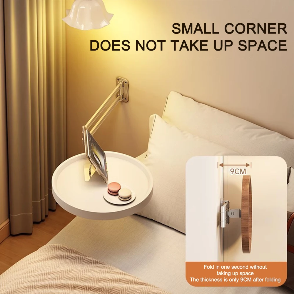 

Creative Levitation Foldable Coffee Table Small Round Table Multi-purpose Home Bedroom Wall Mounted Bedside Storage Table