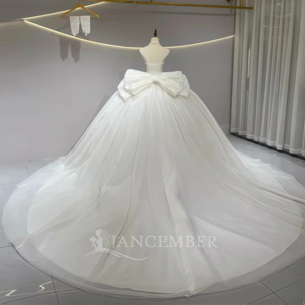 Vestidos de noiva femininos sem alças de organza para noiva vestido de baile aberto nas costas personalizado vestido de baile formal فساتklankol