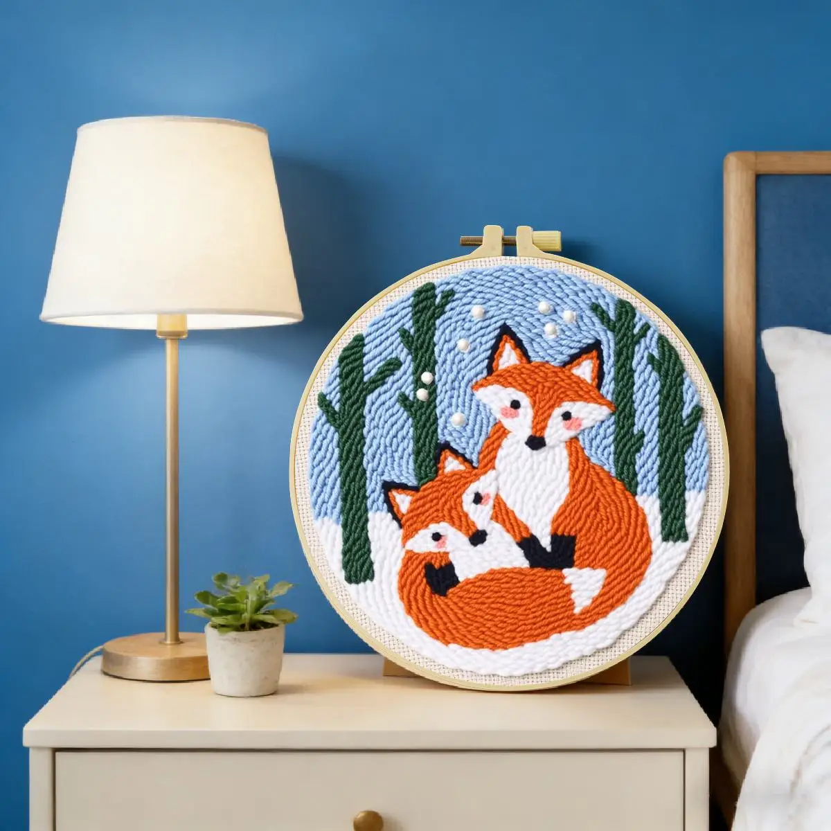 20X20CM/7,87 Zoll Tier - Fuchs Stanznadel-Stickset, Stickerei, gestrickte Stickerei, DIY, handgemachtes Geschenk, Heimdekoration – Detail 2