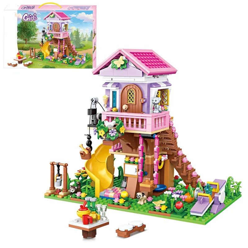 Tree House Summer Holiday Seaside Villa Building Blocks Sets Holiday Seaside Villa Building Blocks Sets DIY Toys For Kid Girls