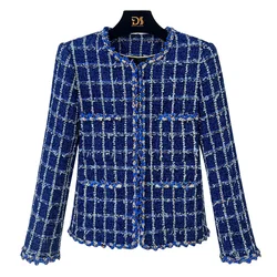 2025 fashionable and elegant round neck light luxury socialite high-end temperament design sense tweed casual versatile jacket