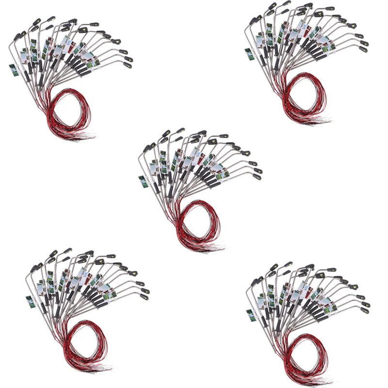 YSUN-100 قطع نموذج صغير قطار السكك الحديدية عمود الإنارة ضوء الشارع المصابيح الدافئة الأبيض HO مقياس 1:100 حديقة مصابيح إضاءة للمناظر الطبيعية #1