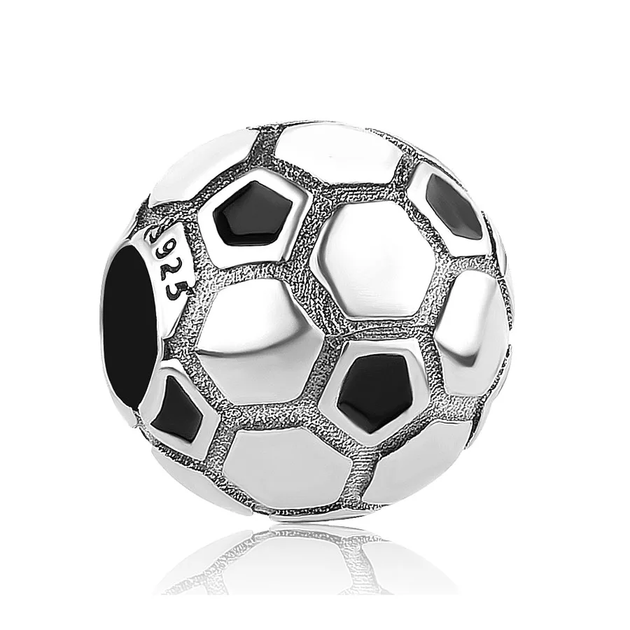New 925 Silver Black Color Charm Soccer Cat Taiji Camera Parrot Guitar Pendant Dangle Bead Fit Original Bracelet Jewelry Gift