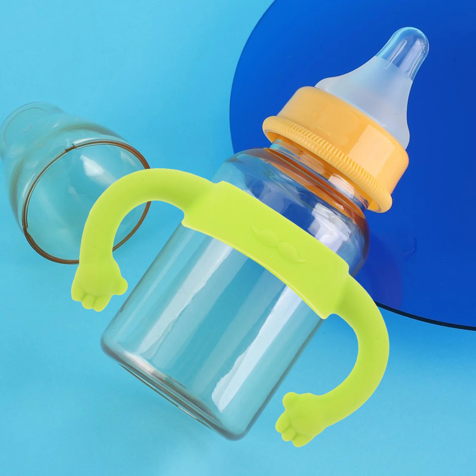 

Silicone Baby Grip Holder For Infants Wide-Neck Narrow Compatible Durable Easy Install Blue Color Feeding Accessories