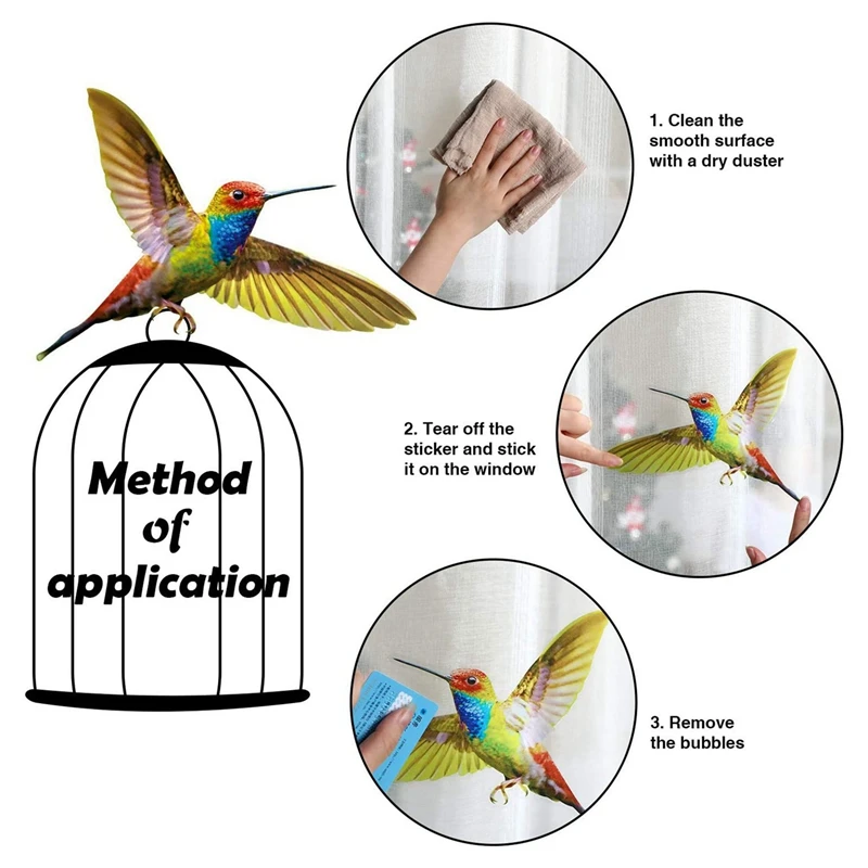 12 Pcs Lrge Size Bird Window Clings Anti-Collision Window Clings Decals To Prevent Bird Strikes On Window Glass