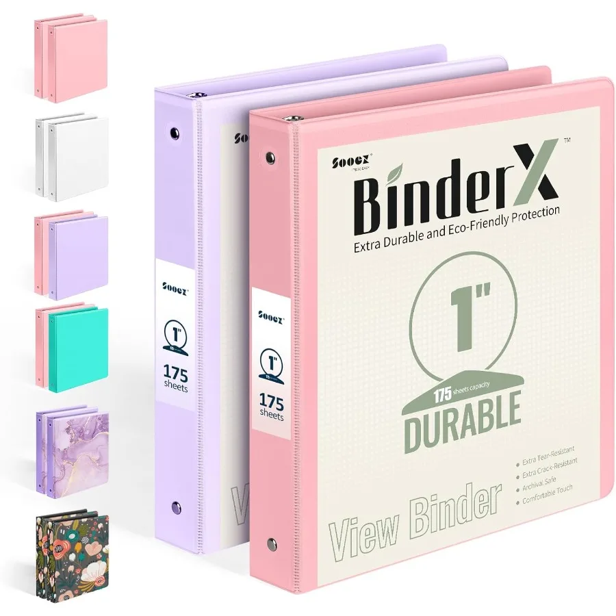 

2 упаковки BinderX Сверхпрочная 3-кольцевая папка 1 Okrągłe кольца для переплета Ih Подходит для 350 листов бумаги 8,5x11 Настраиваемая обложка с