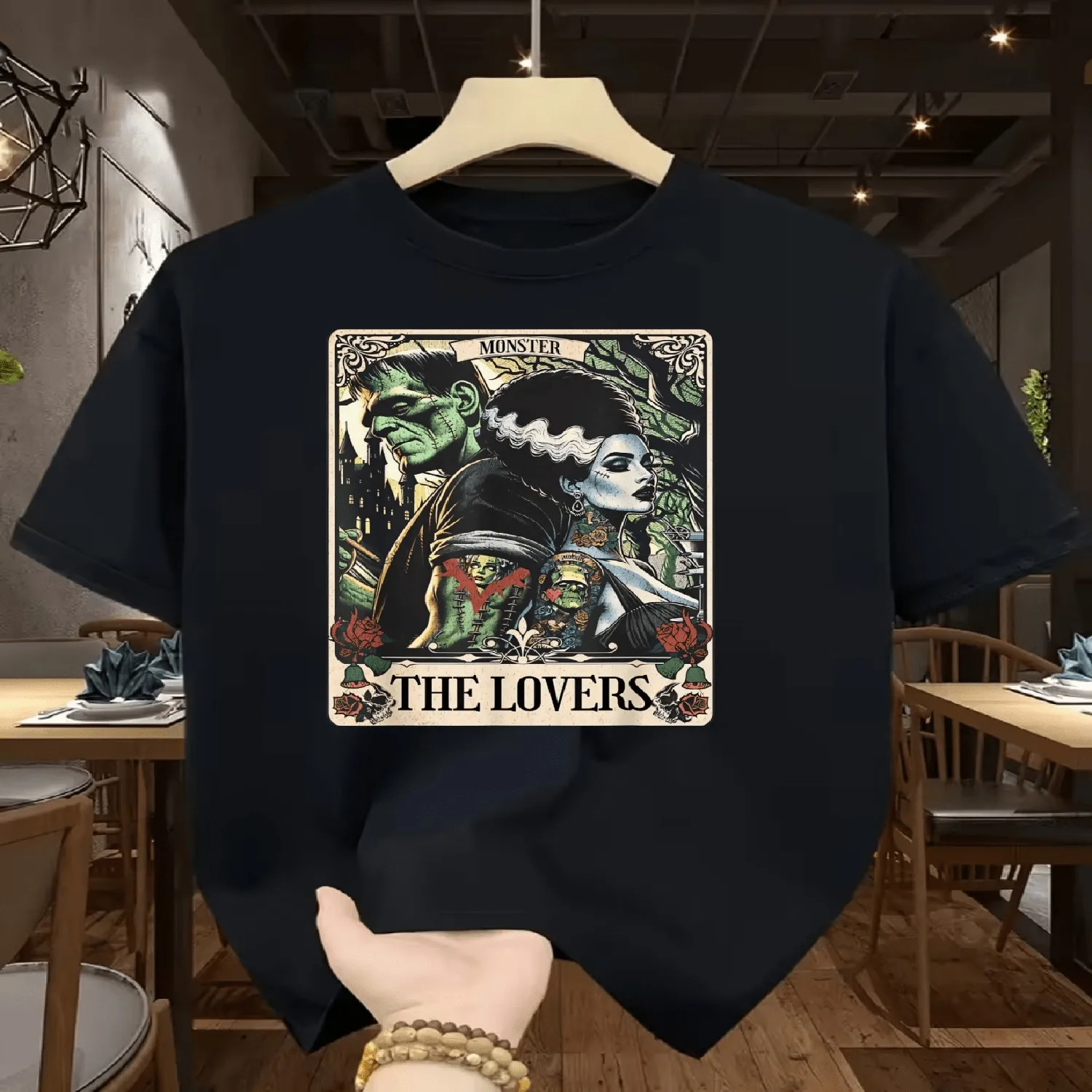 Dark Retro Monster Lover Print Short Sleeve Men'S Street Trendy Cool Athletic T-Shirt Individual Casual Top Unisex T Shirt Gift For Her