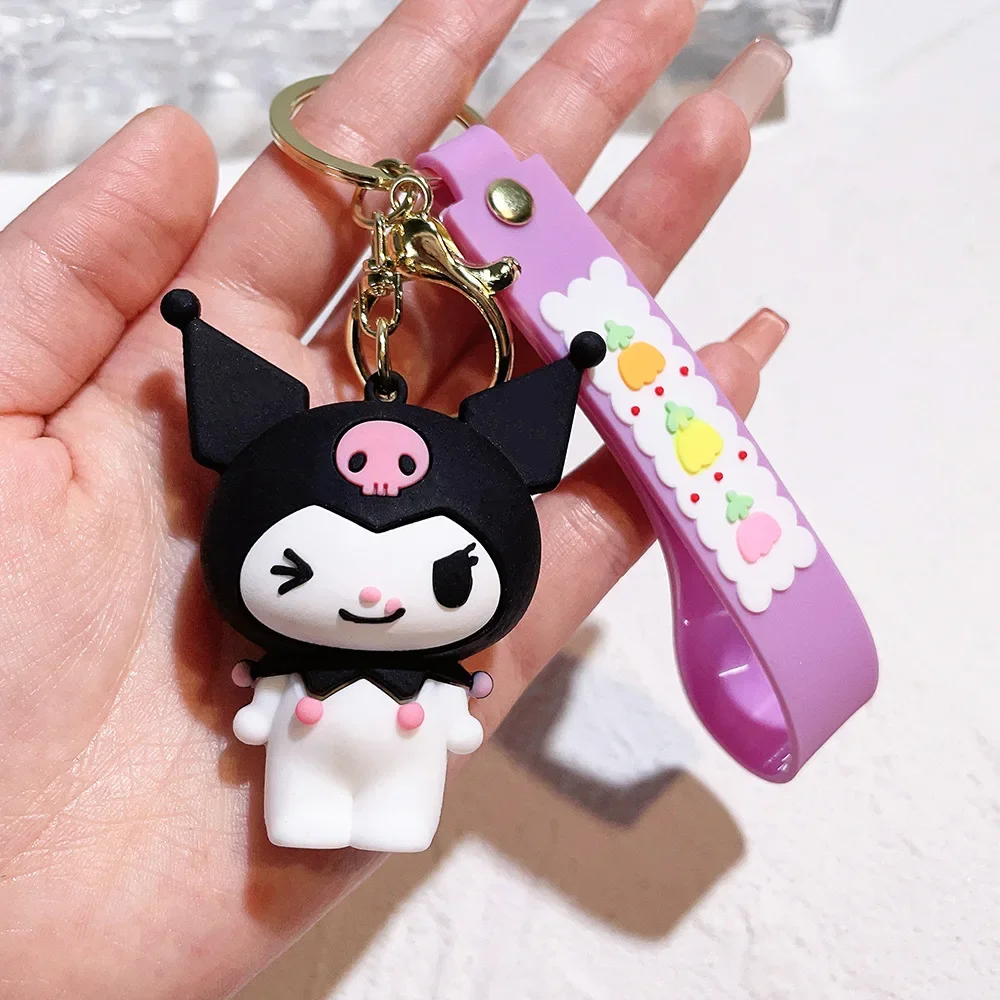 Kuromi Figure Keychain Cute Cartoon Anime Keyring Pendant Key Accessories Charm Pvc Keychains Ornaments Bag Decoration Kids Gift