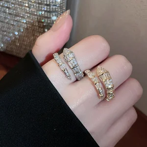 14k echte Goldbeschichtung AAA Zirkon Simples Schlange in Form von Nagel Open Ring Elegante Frauen Frauen Arbeitstag Ring Party Schmuck Schmuck 12 Hauptverkaufssohle für Taco - №3