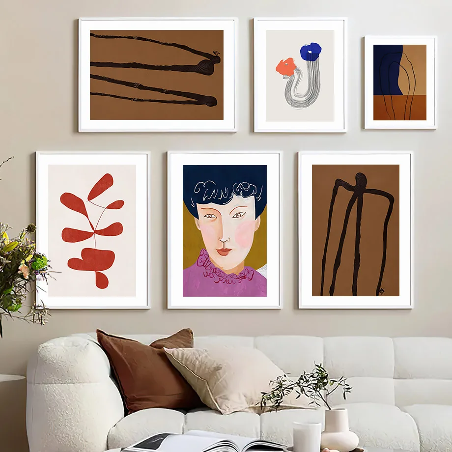 صوفيا ليند منامة امرأة مجردة الهندسة خط الشمال ملصق جدار قماش رسم مطبوع اللوحة فتاة صور لغرفة المعيشة ديكور